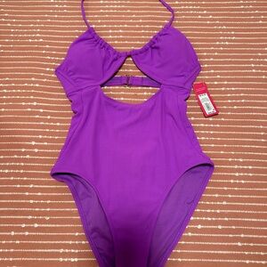 Nice color purple one piece swimsuit